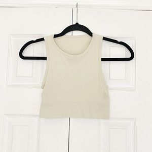 SKIMS Stretch Rib Crop Top in Bone